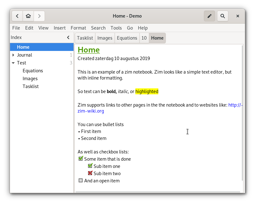 Zim Desktop Wiki for Linux 0.75.2 full